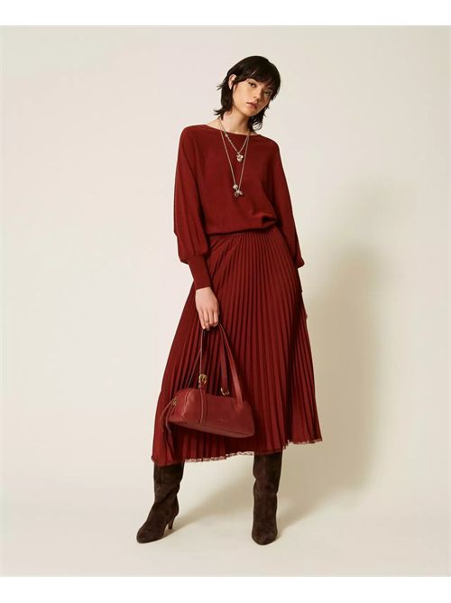 Abito lungo in maglia e crêpe plissé TWINSET | TP3250/06501